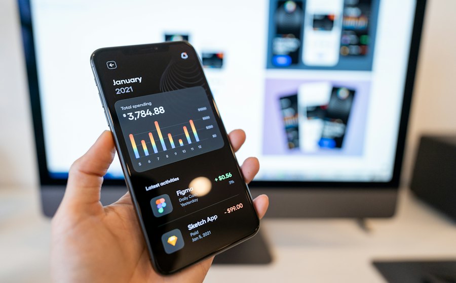 App móvil con gráficos en un smartphone